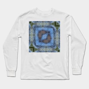 SQUARE DESİGN OF SHADES OF SKY BLUE. A textured floral fantasy pattern and design Long Sleeve T-Shirt